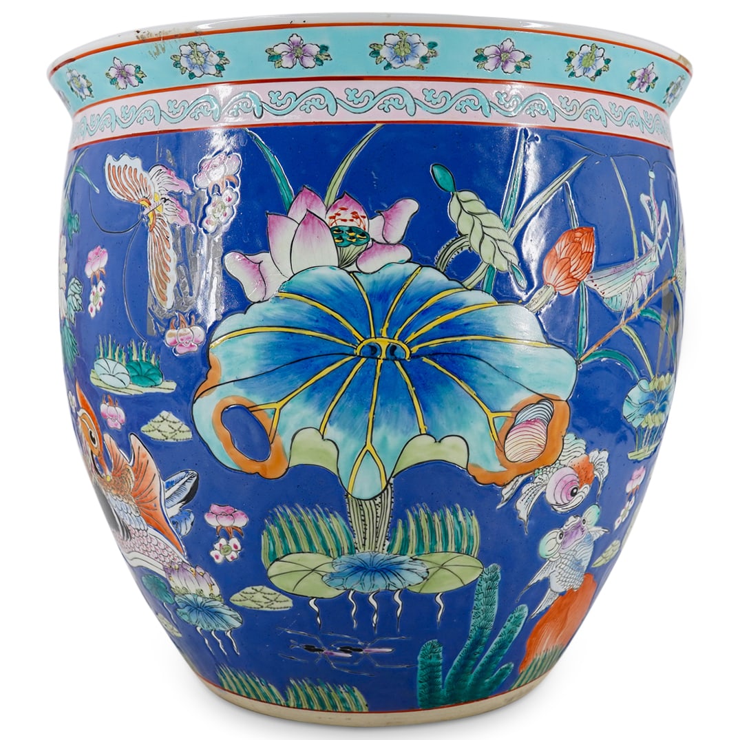 Chinese Wucai Porcelain Fish Bowl Planter (1 of 6)
