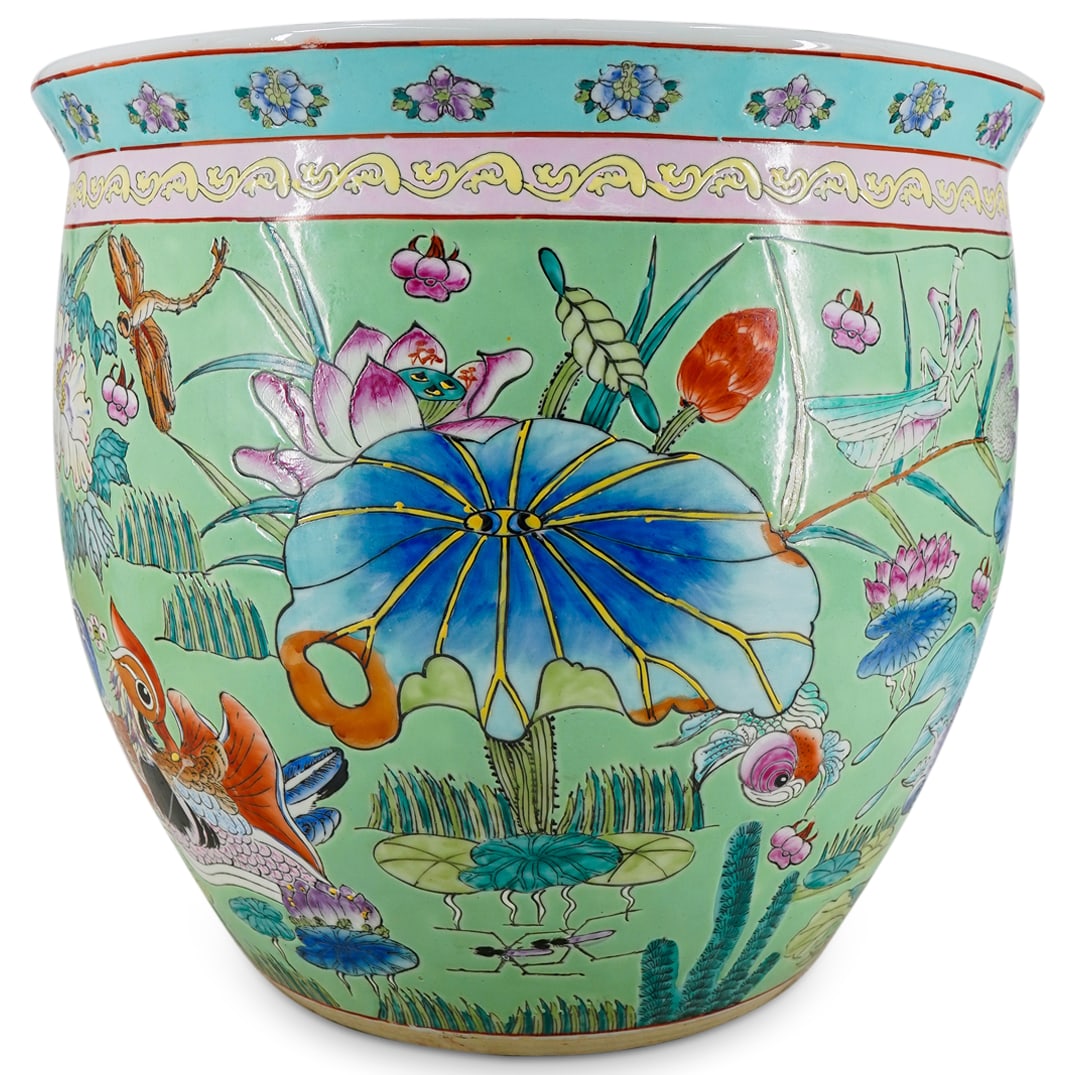 Chinese Wucai Porcelain Fish Bowl Planter (1 of 8)