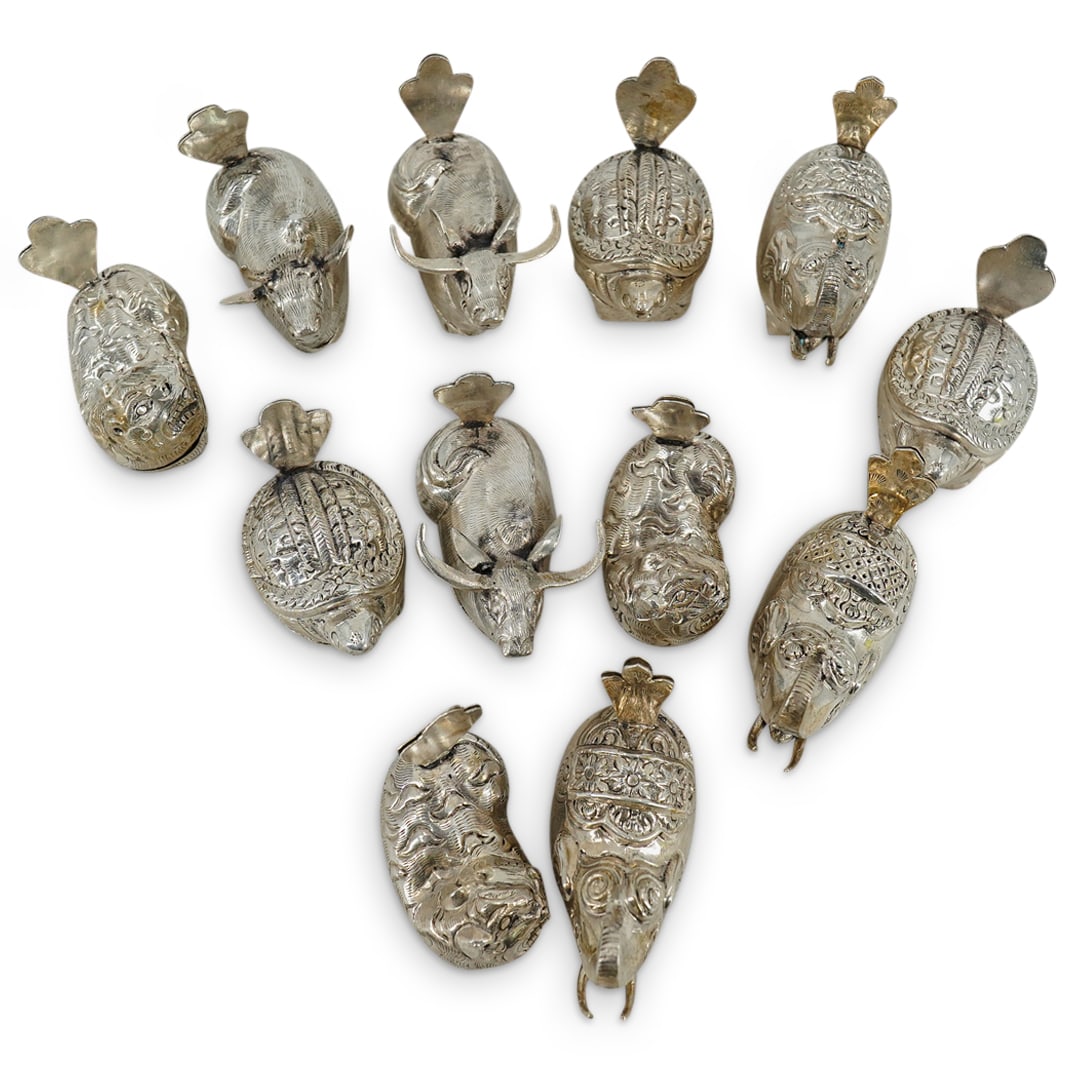 (12 Pc) Cambodian Silver Beast Form Place Card Holders (1 of 18)