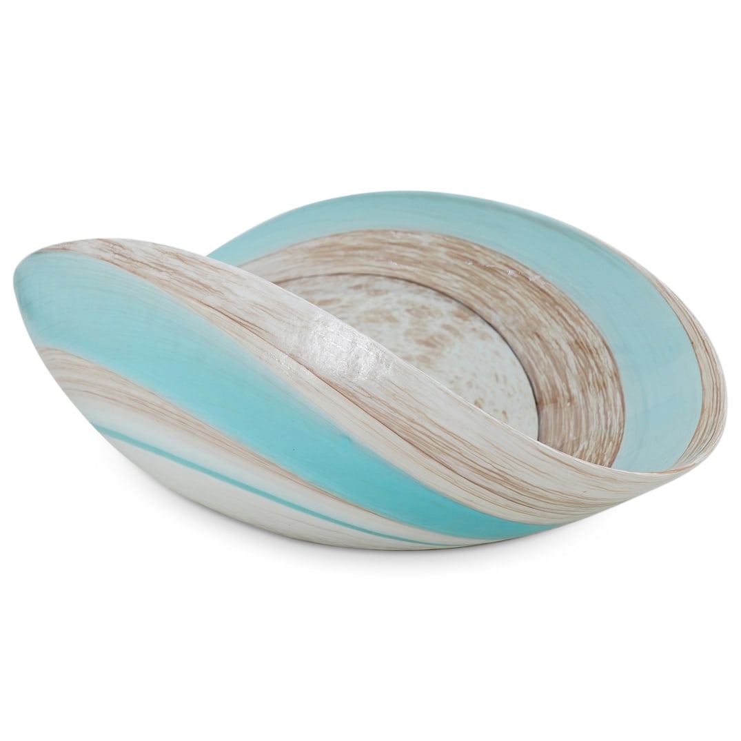 Large Murano Art Glass Oval Folded Centerpiece Bowl (1 of 5)
