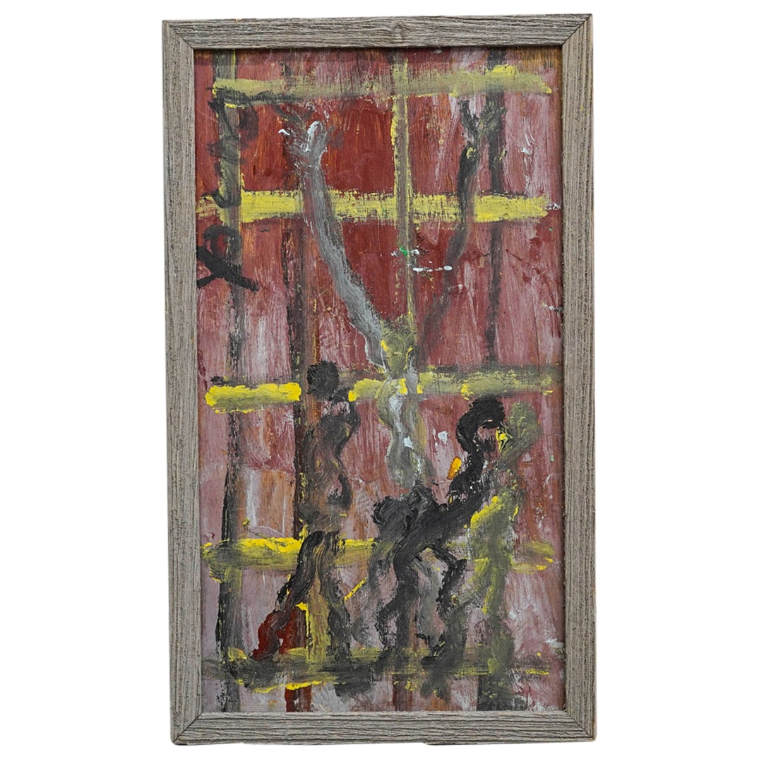 Purvis Young (American, 1943-2010) House Paint On Plywood (1 of 3)