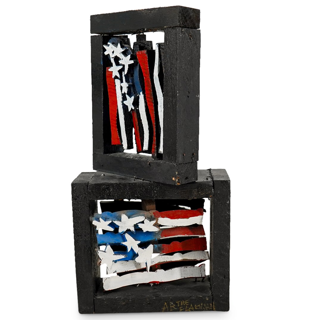 Ab The Flagman (Roger Lee Ivens, American, 1964-2022) Painted Wood Sculpture (1 of 7)