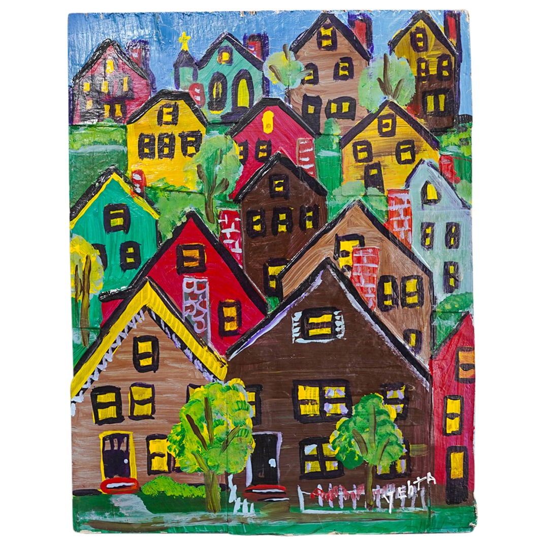 Yehtac (Cathey Kalista) Outsider Art Acrylic On Cardboard & Panel (1 of 5)