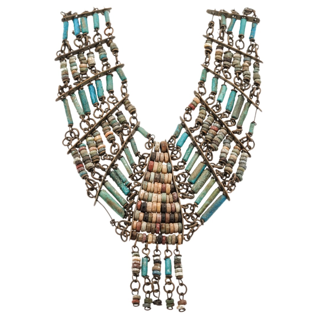 Ancient Egyptian Beaded Faience Mummy Collar Necklace (1 of 9)