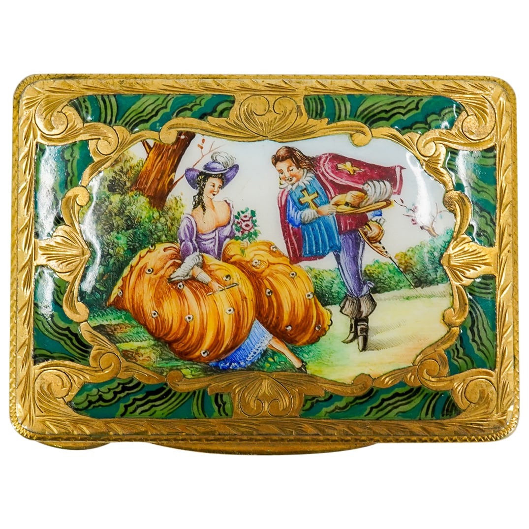 Antique Italian Gilt & Enamel 800 Silver Compact (1 of 7)