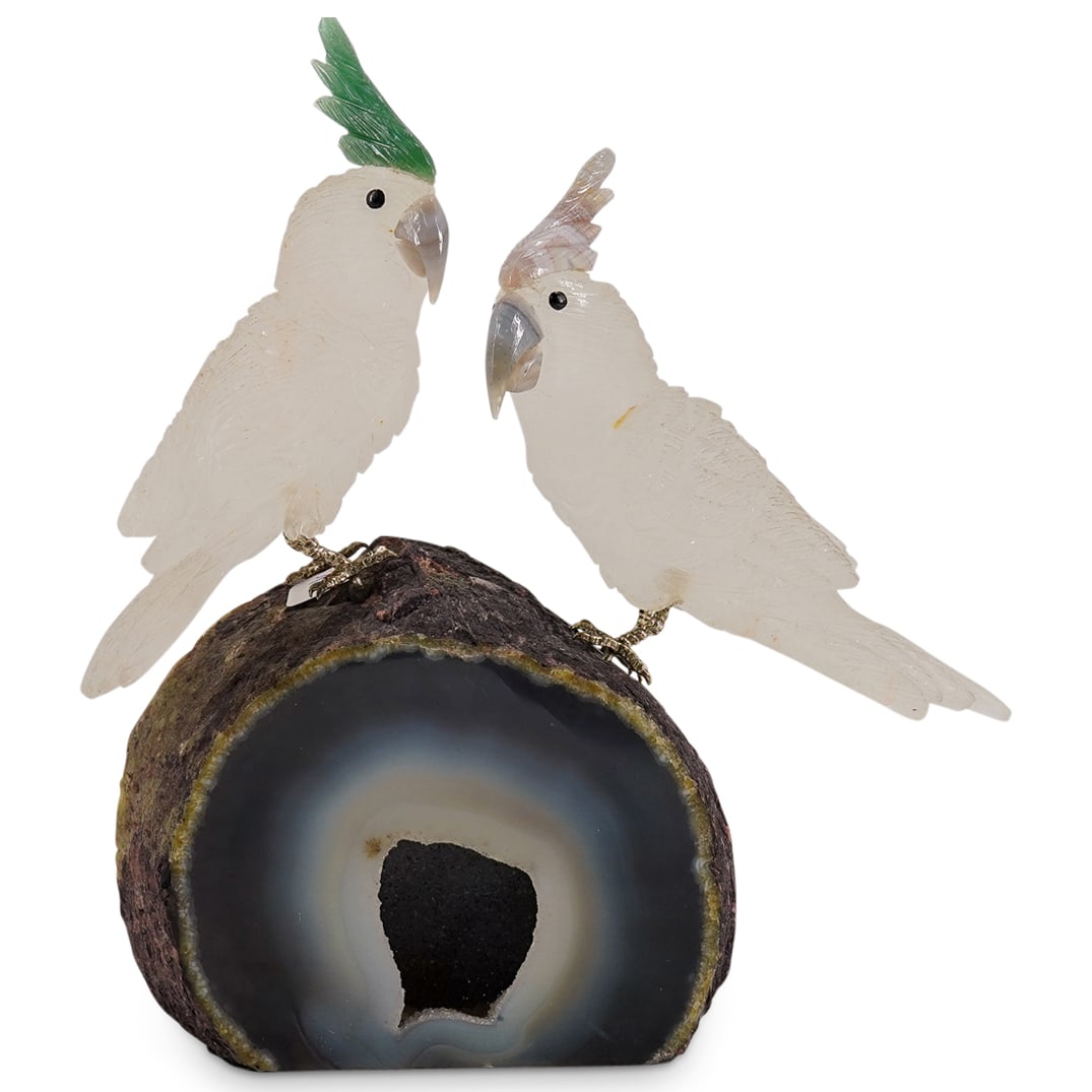 Carved Semi Precious Gemstone Birds Sculpture (1 of 8)