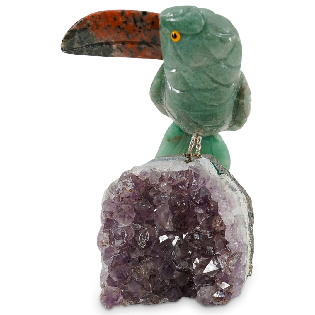 Carved Gemstone Tropical Bird Toucan Sculpture (1 of 6)