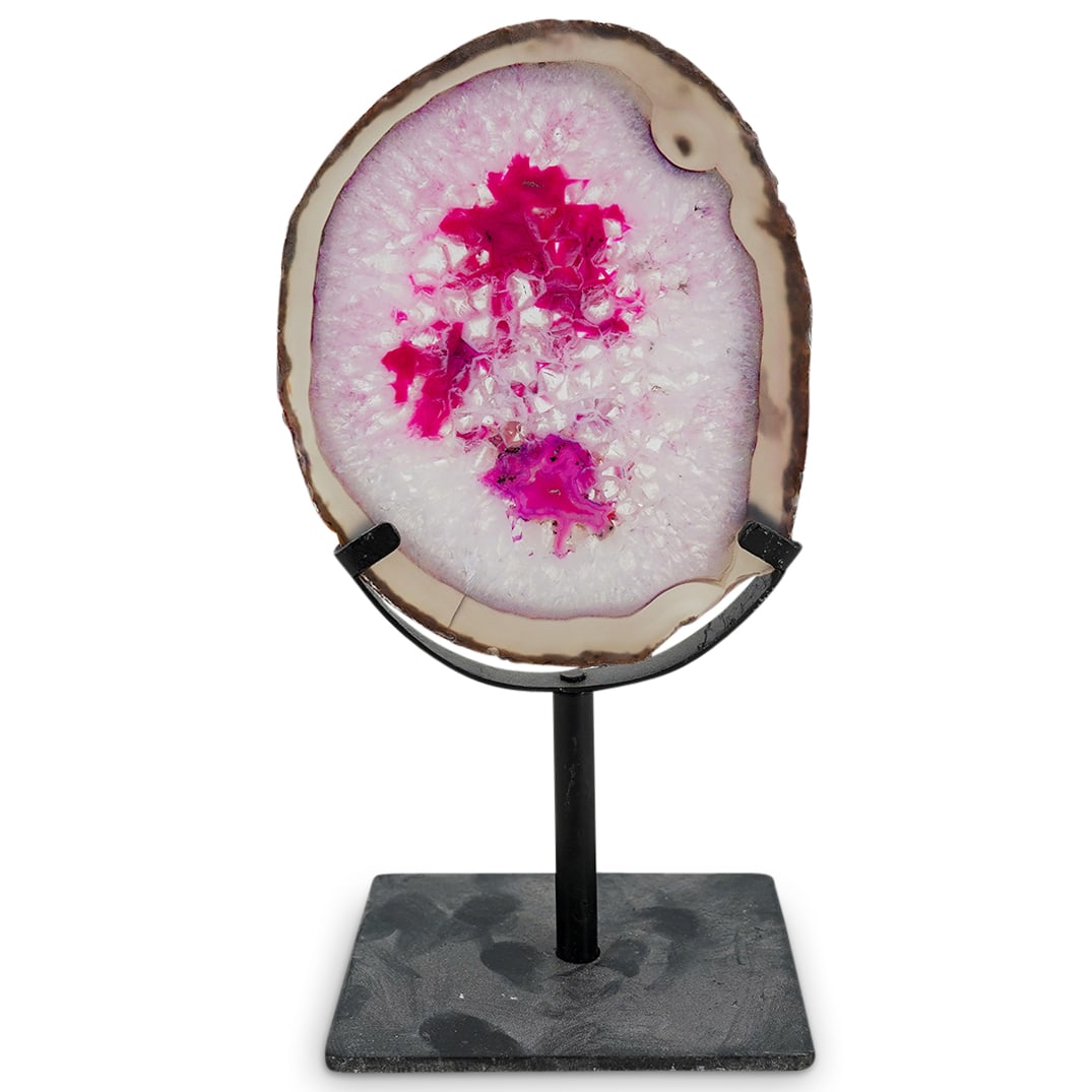 Magenta Hued Agate Geode Slice On Stand (1 of 6)