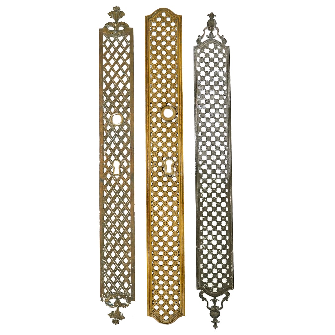 (3 Pc) French Gilt Bronze Lace Door Adornments Grouping (1 of 10)
