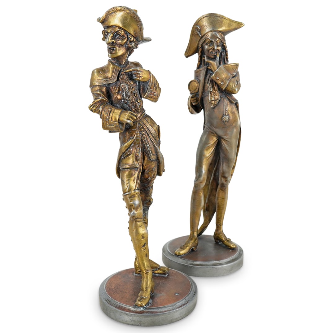(2) French Spelter "Grotesques" Figural Candlesticks (1 of 18)
