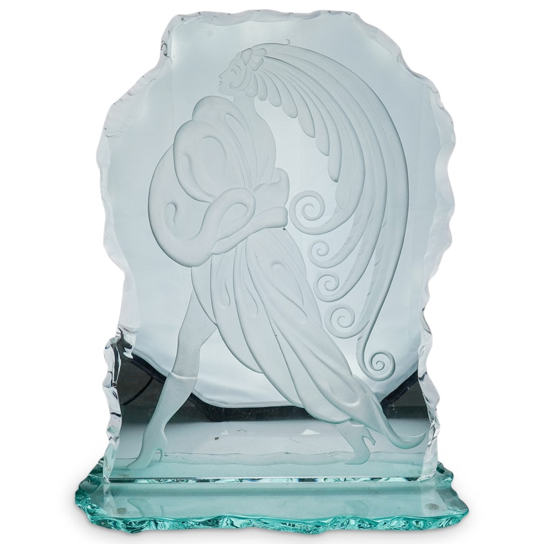 Art Deco Erte Style Woman Glass Embossing (1 of 7)