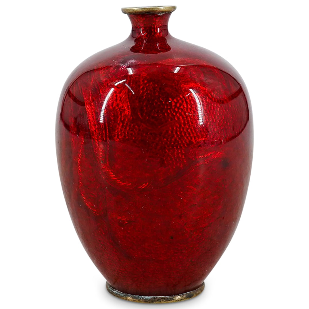 Japanese Akasuke Ginbari Cloisonne Vase (1 of 3)
