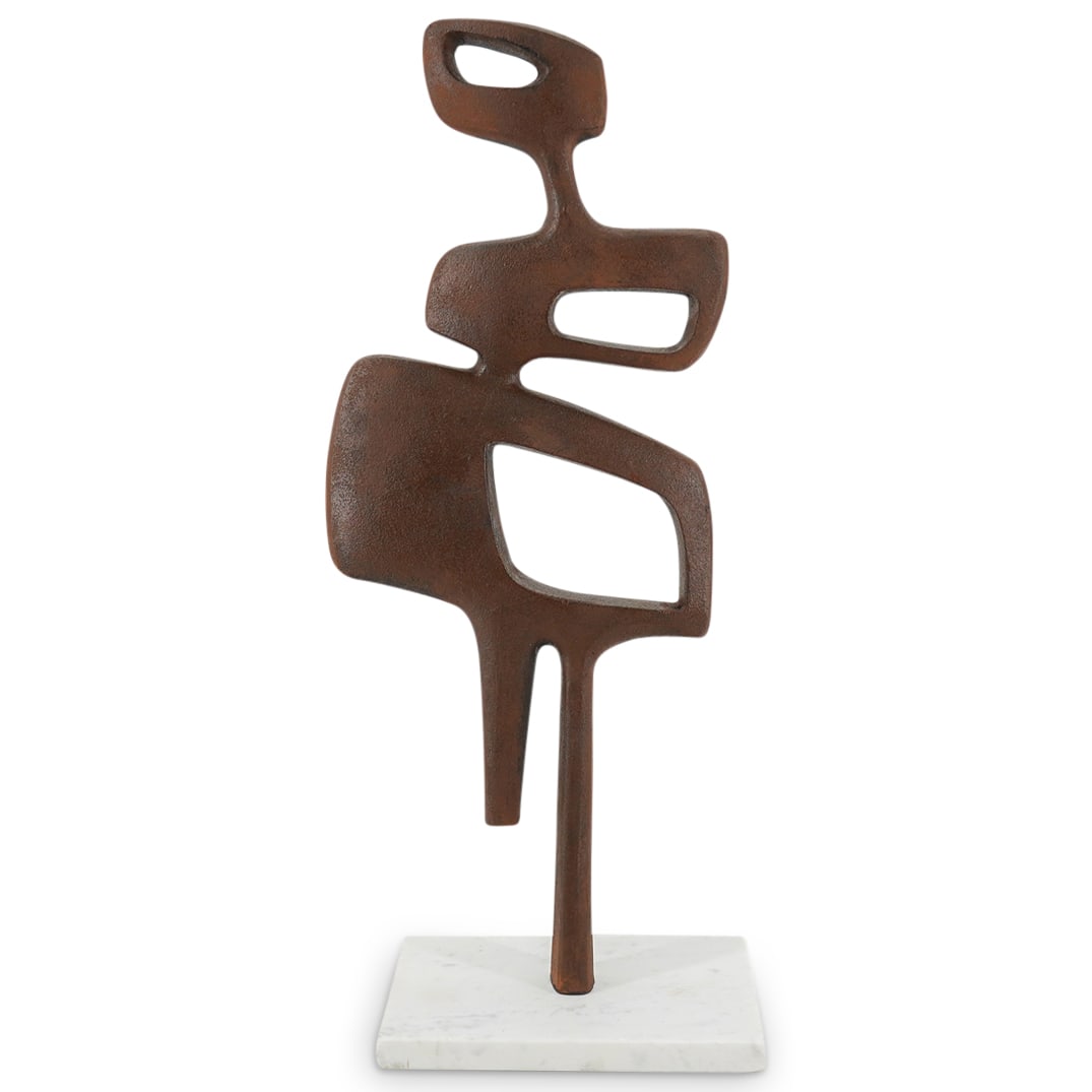 Mid Century Cast Iron Sculpture On Marble (1 of 7)