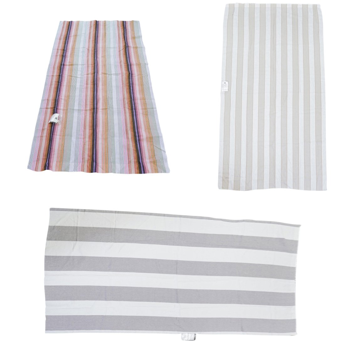 (3) Andrew Martin Designer Hanging Fabric Panels: DESCRIPTION: (3) Andrew Martin Designer Hanging Fabric Panels (1) Andrew Martin designer fabric piece from the Ipanema Collection, "Margarita" multi color pattern. 42% linen, 25% viscose, 12% polyeste