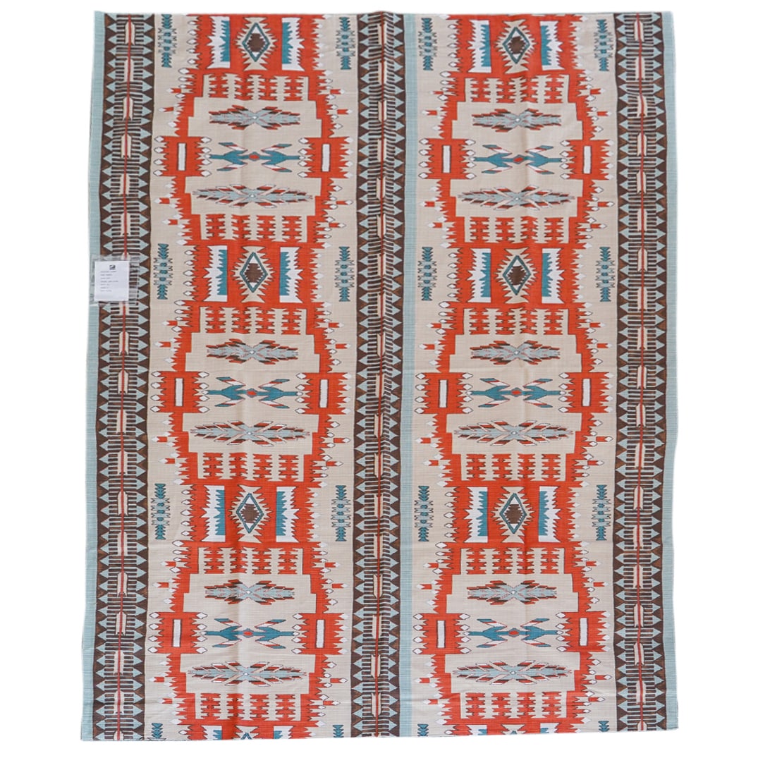 (3) Andrew Martin Designer Hanging Fabric Panel: DESCRIPTION: (3) Andrew Martin Designer Hanging Fabric Panel (1) Andrew Martin designer fabric piece from the Ipanema Collection, "Fazenda" rust color pattern. 100% cotton. H 87.5" W: 53" (1) Andrew M