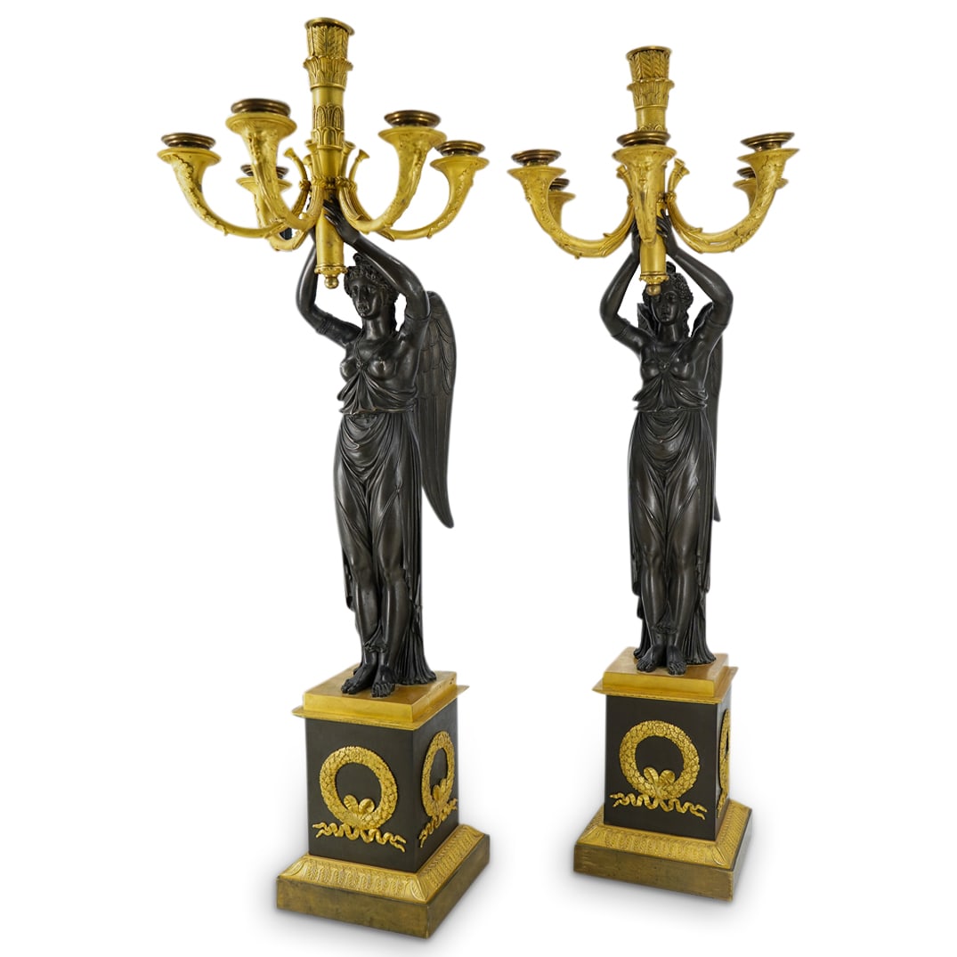 Pair of French Empire Dore Candelabras (1 of 13)