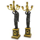 Pair of French Empire Dore Candelabras