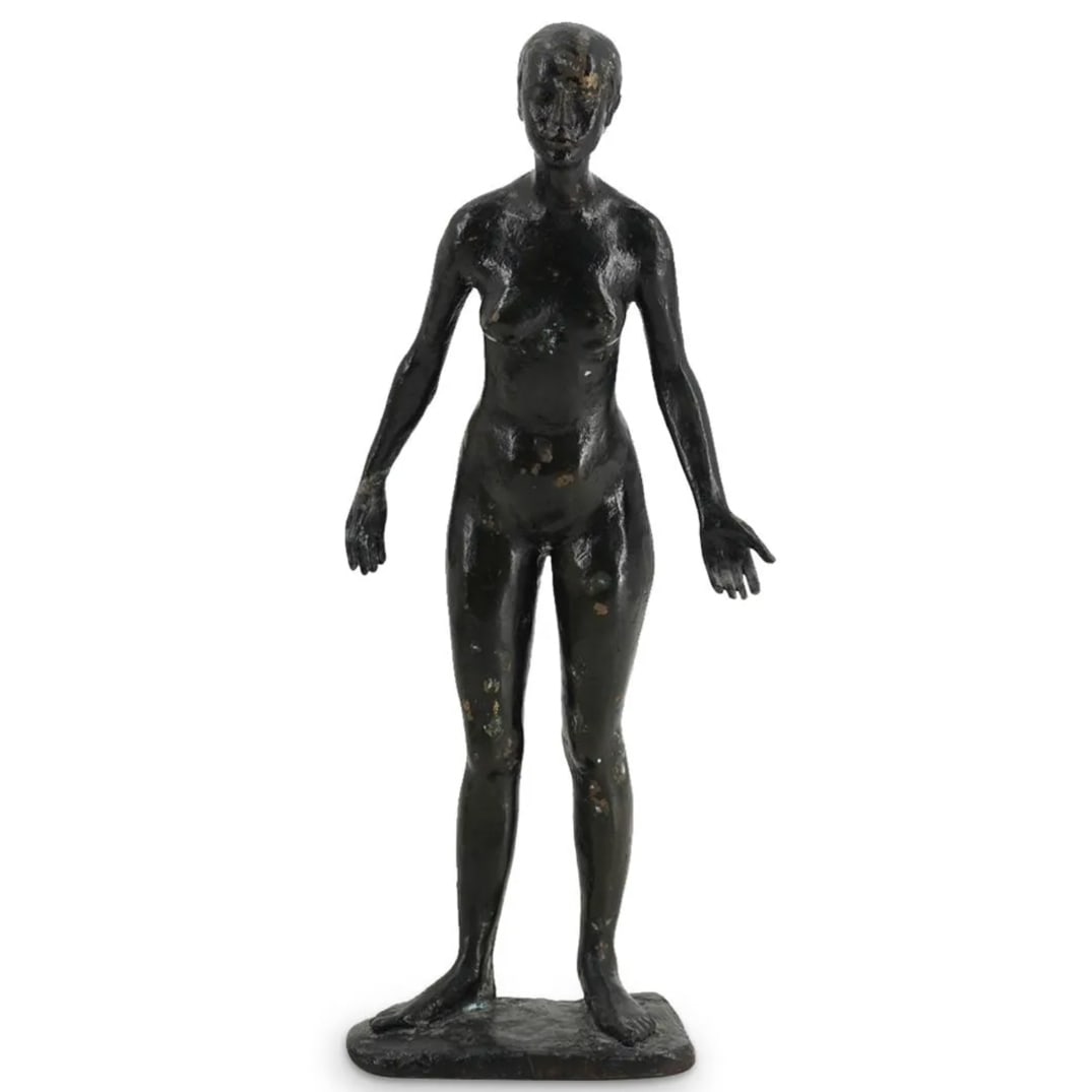 Louis Derbre (French 1925 - 2011) Nude Bronze Figure: DESCRIPTION: Louis Derbre (French 1925 - 2011) Bronze nude figure of a women posed slightly leaned forward with arms out, signed at base: "Louis Derbre" with Foundry mark and edition. CIRCA: 20th Cent