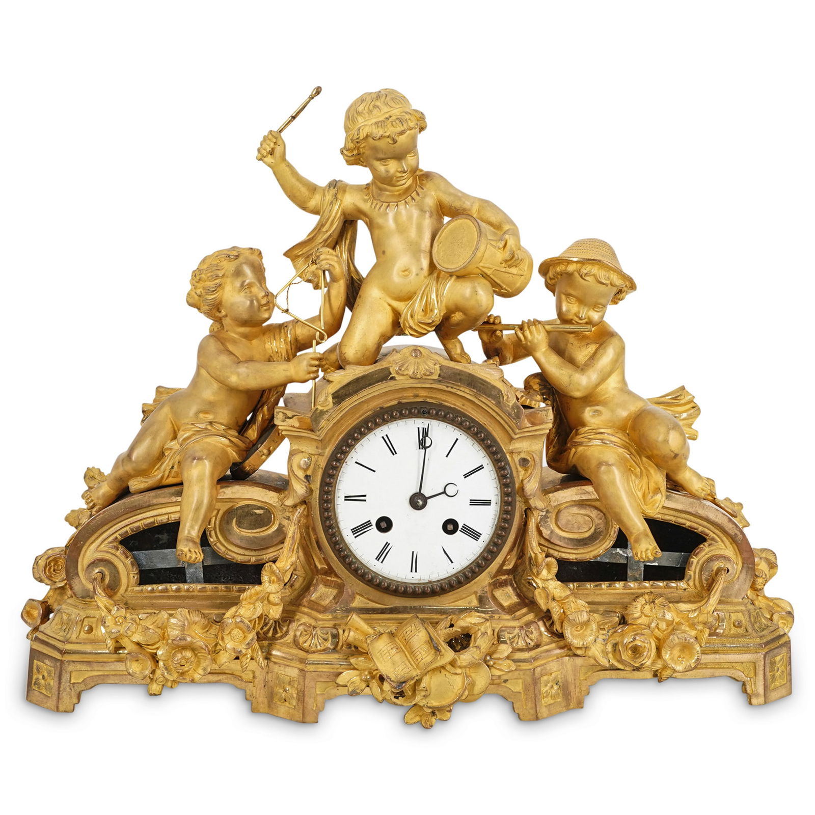 19th Cent. Japy Freres French Gilt Bronze Figural Mantle Clock (1 of 7)