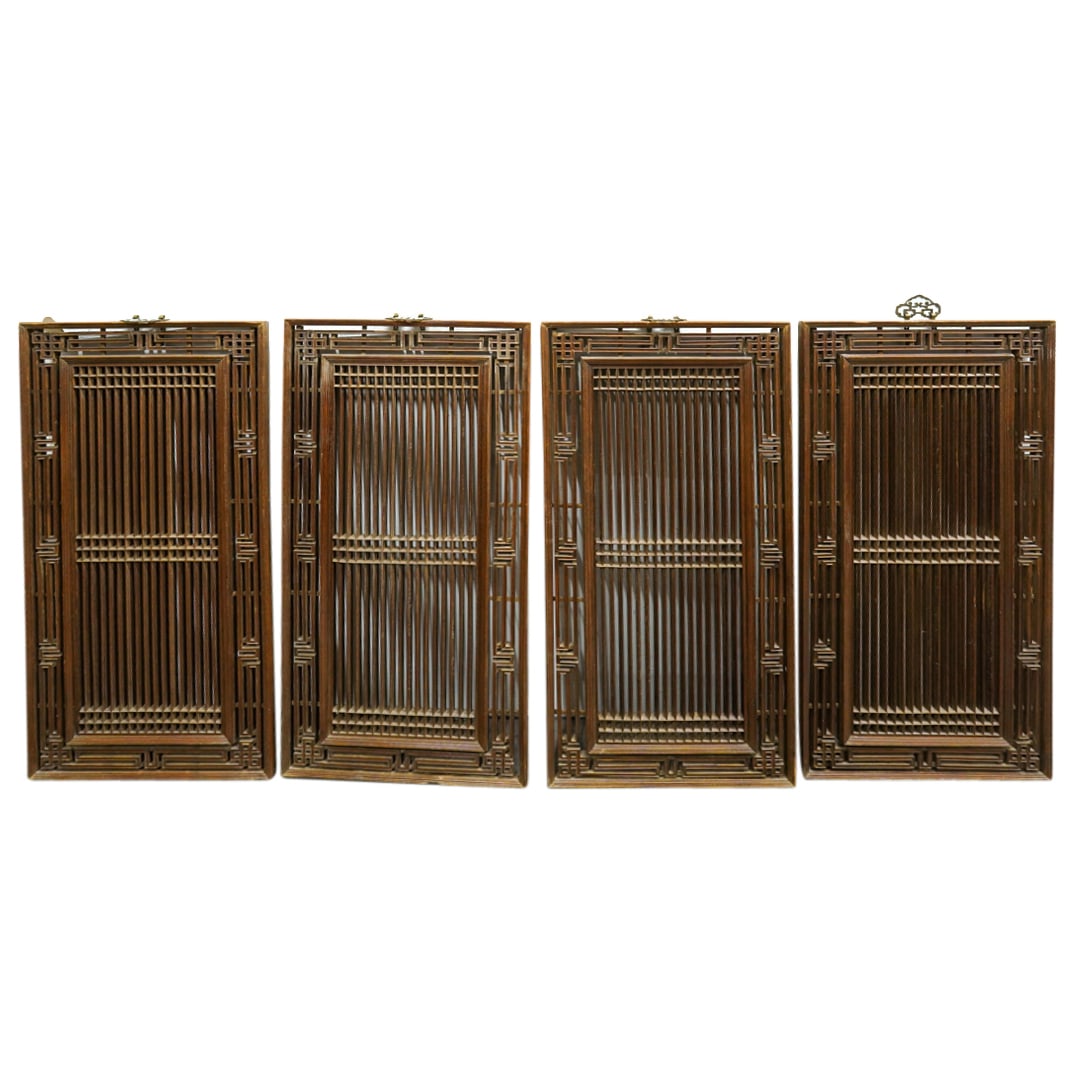 (4) Chinese Carved Wooden Frame Window Panels (1 of 12)