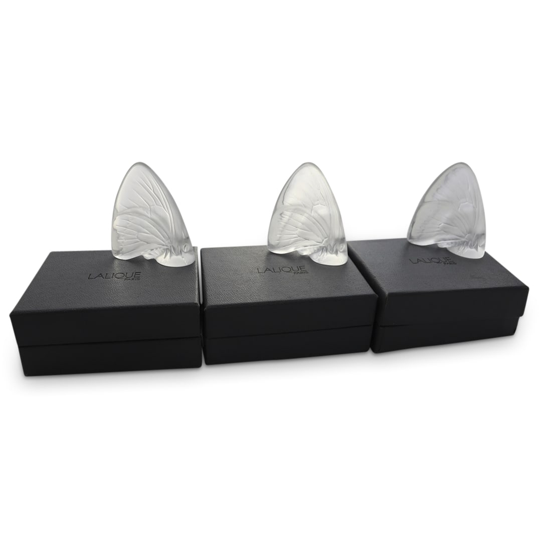 (3 Pc) Lalique Grand Nacre Butterfly Crystal Figurines (1 of 5)