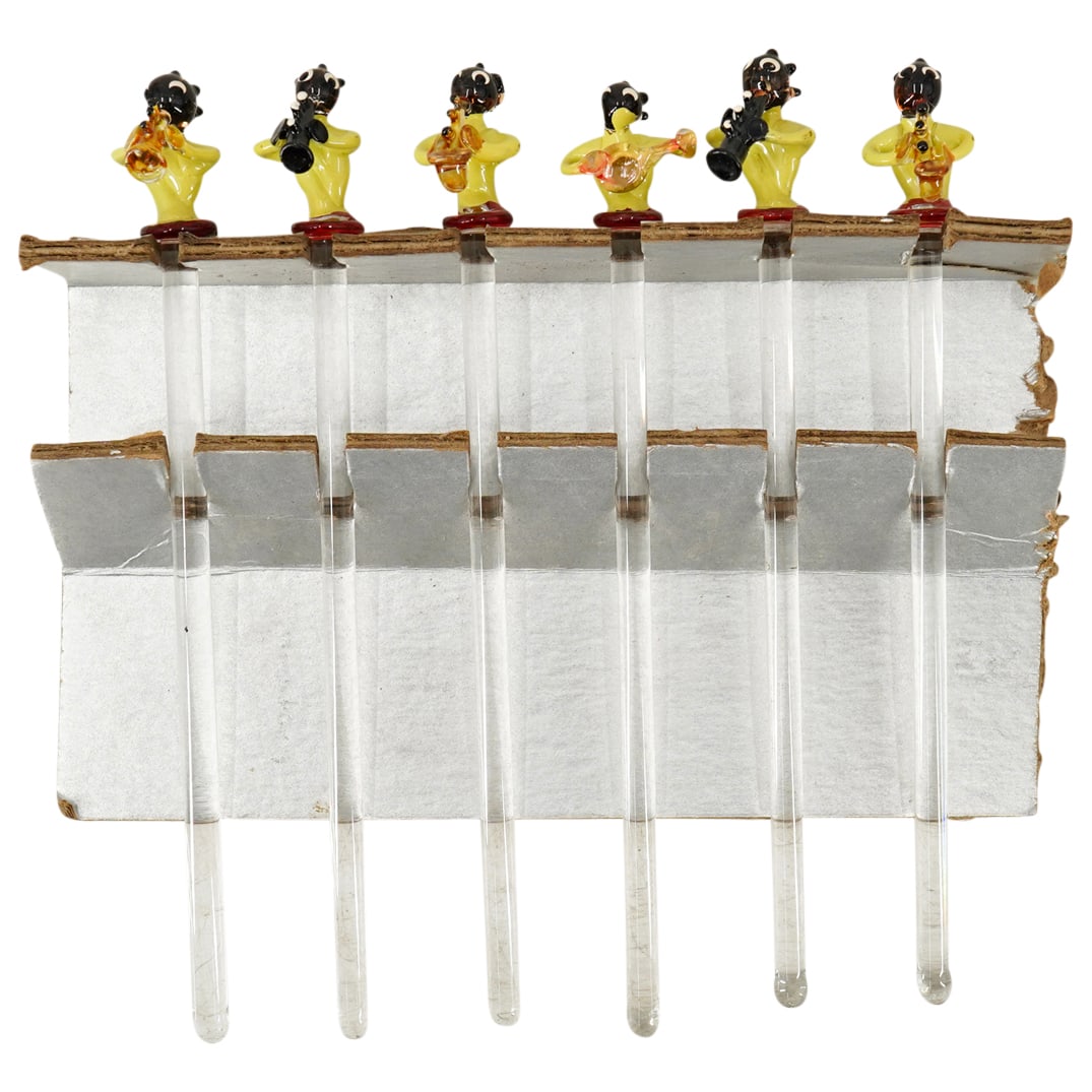 (6 Pc) Murano Glass Cocktail Drink Stirrers Set (1 of 8)