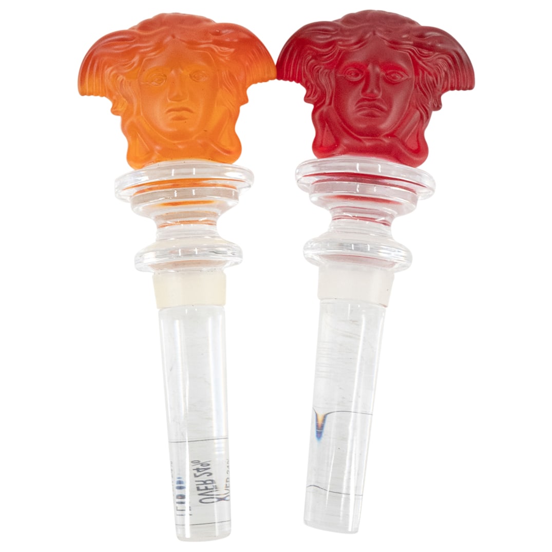 (2 Pc) Rosenthal Versace Orange & Red Medusa Stopper (1 of 2)