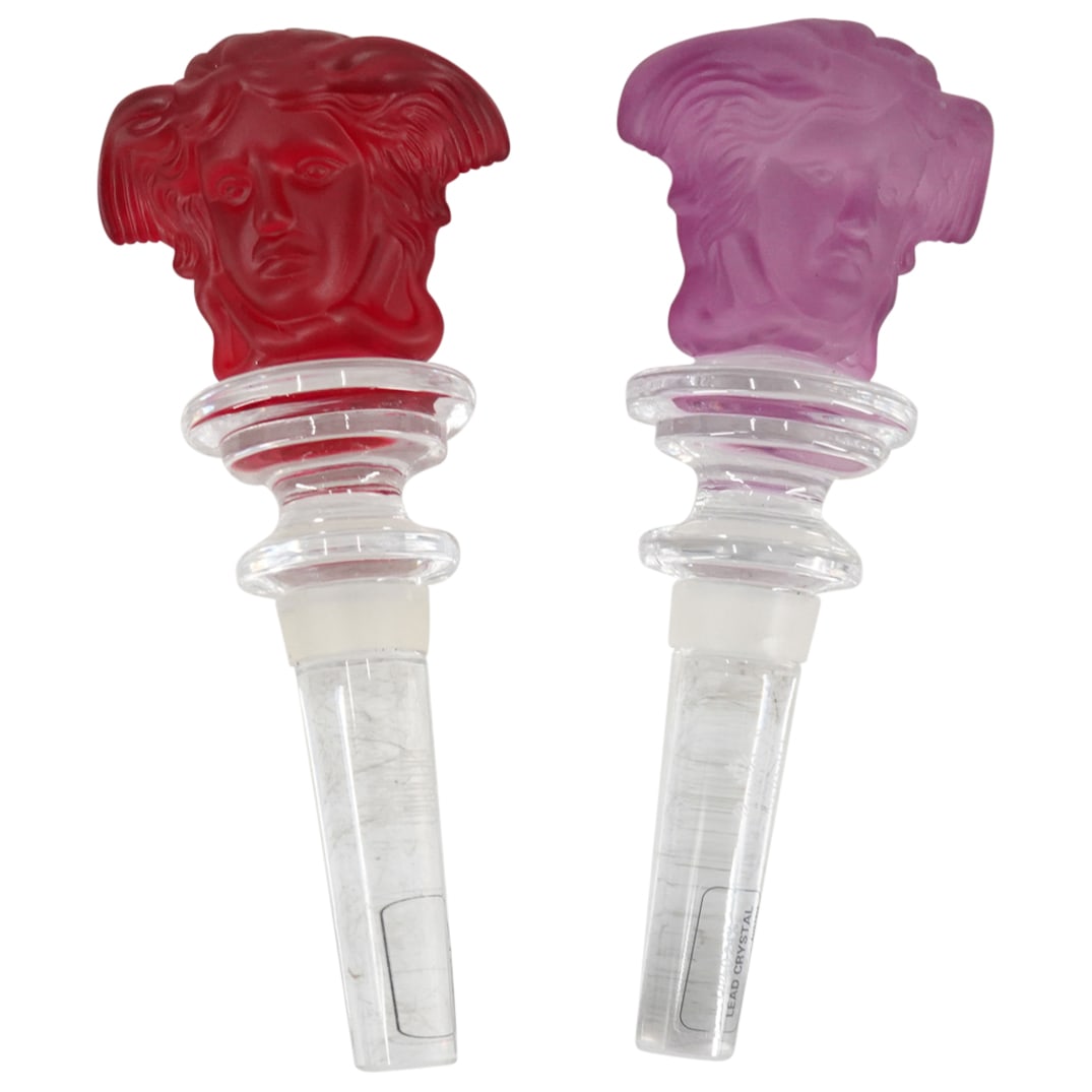 (2 Pc) Rosenthal Versace Red & Purple Medusa Stopper (1 of 4)