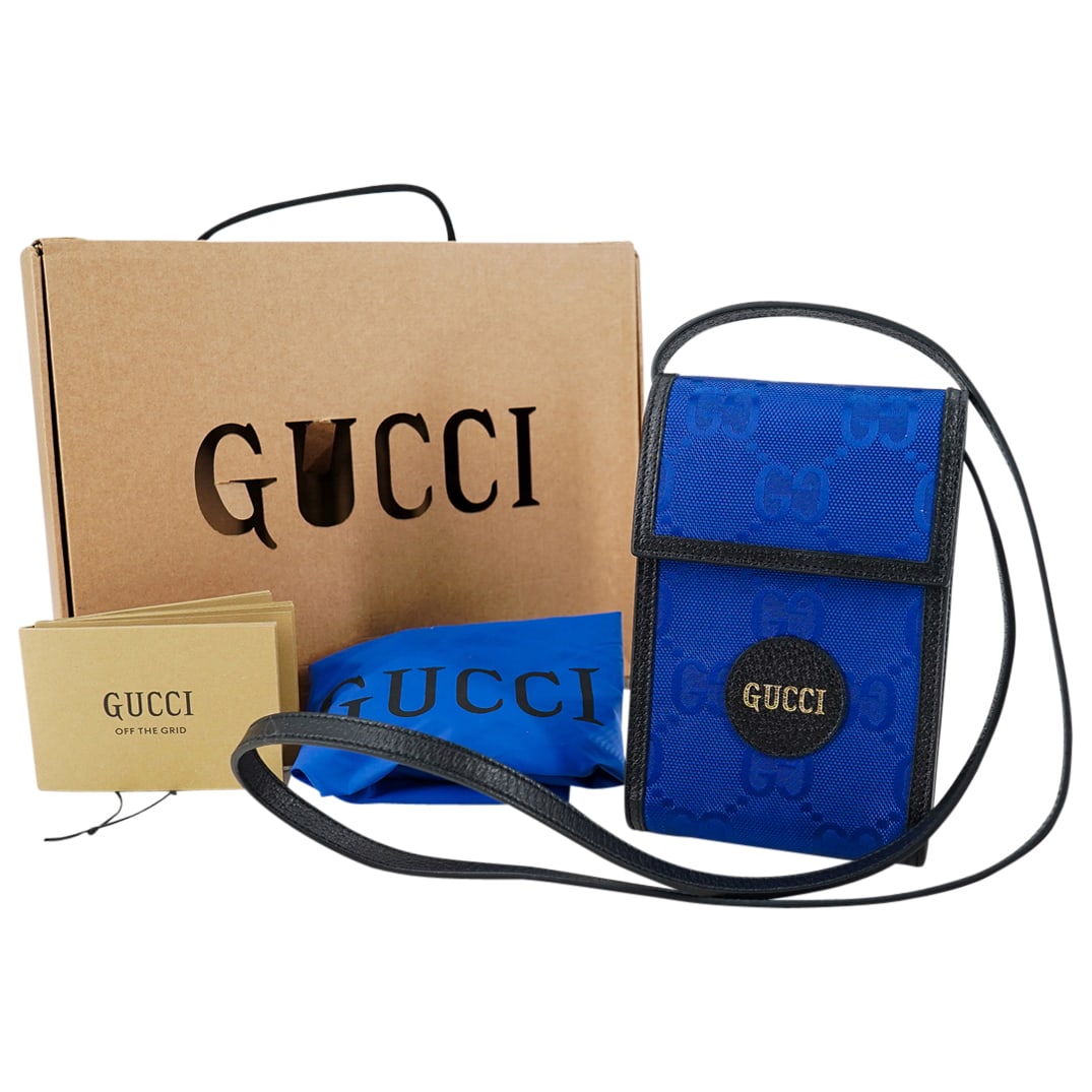 Vintage Gucci Econyl Nylon Off The Grid Blue Crossbody Phone Bag (1 of 8)