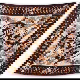 Patek Philippe X Ermenegildo Zegna Silk Scarf: DESCRIPTION: Ermenegildo Zegna For Patek Philippe designer silk scarf. Includes original box. Marked: "2002" CIRCA: 21st Cent. ORIGIN: Geneve DIMENSIONS: H: 34" x L: 34" Have a similar item to sell? C
