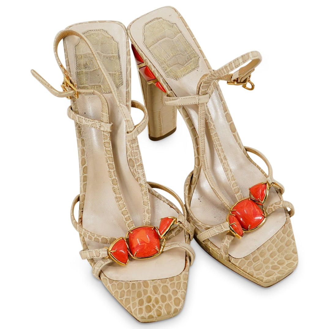 Vintage Christian Dior Embellished Heeled Sandal Shoes (1 of 10)