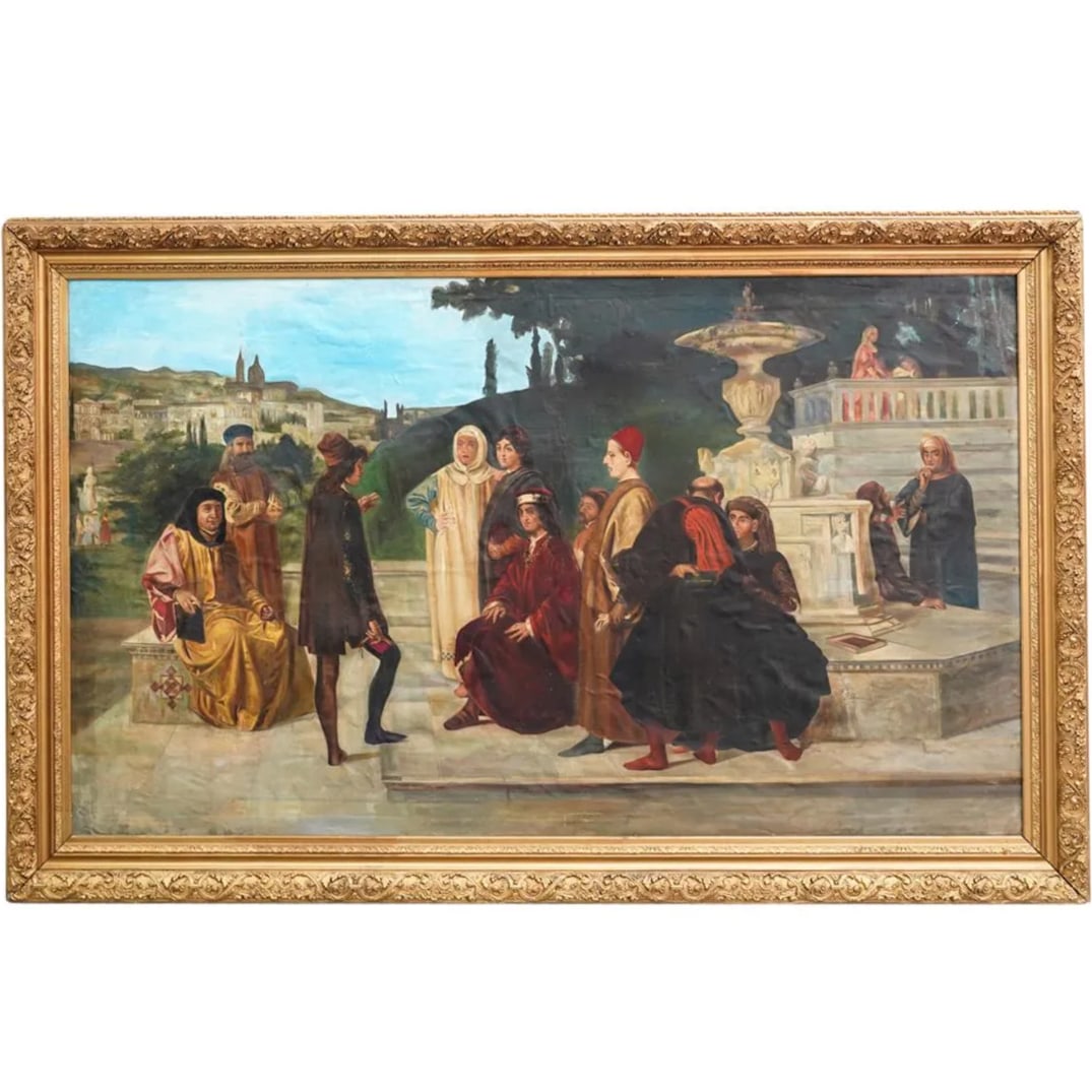 Large After Angelo Pietrasanta (Italian, 1837–1876) Oil Painting on Canvas (1 of 5)