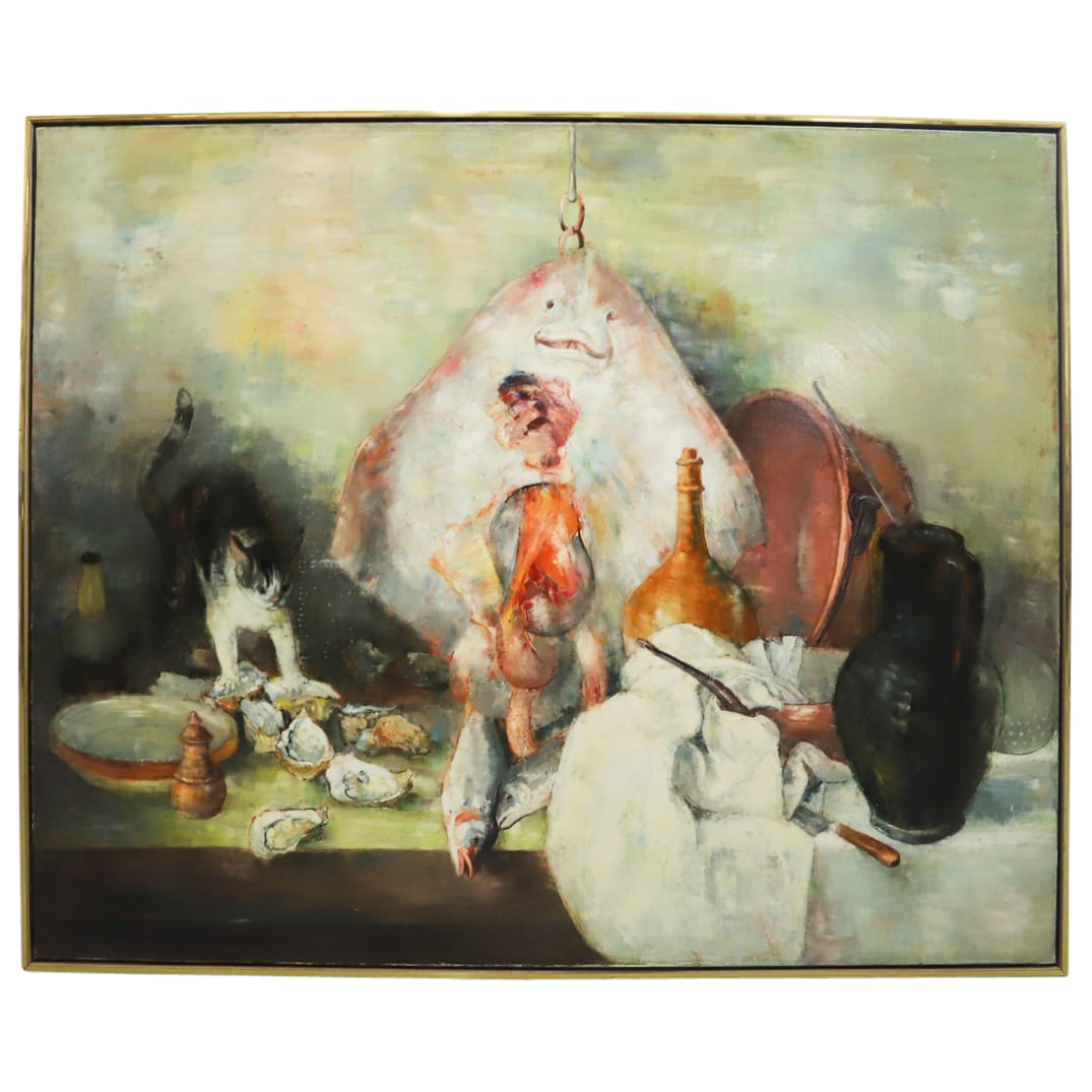 Andre Vignoles (French, 1920-2017) "La Raie Ouverte" Oil Painting on Canvas (1 of 8)