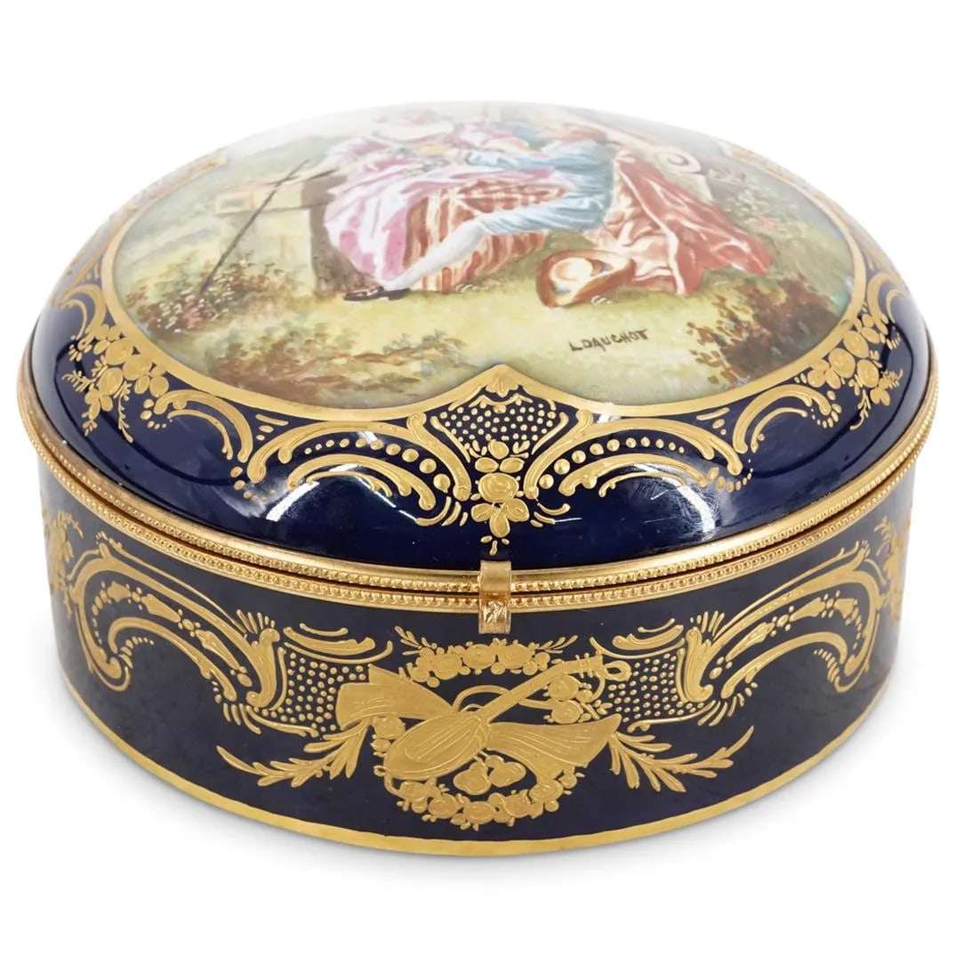 Antique French Sevres Round Porcelain Vanity Box (1 of 3)