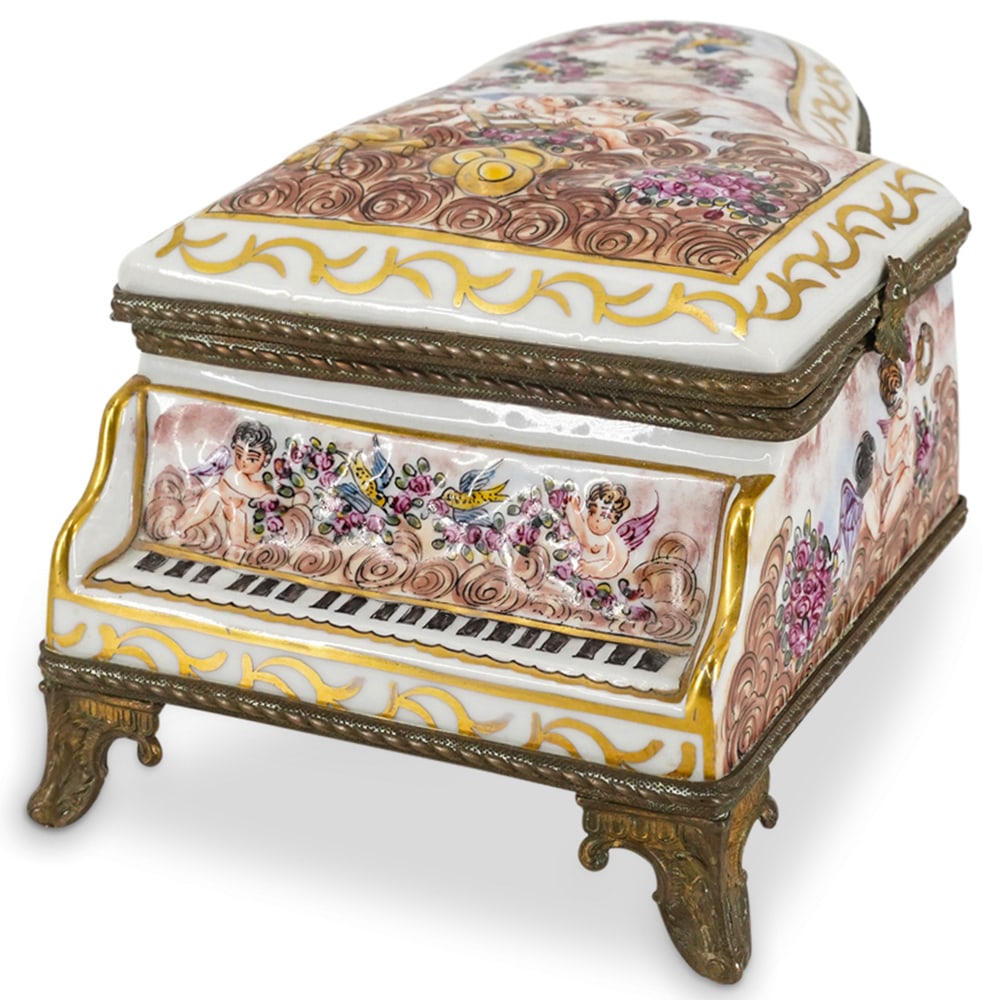 Antique Capodimonte Porcelain Piano Box W/ Bronze Trimmings (1 of 10)
