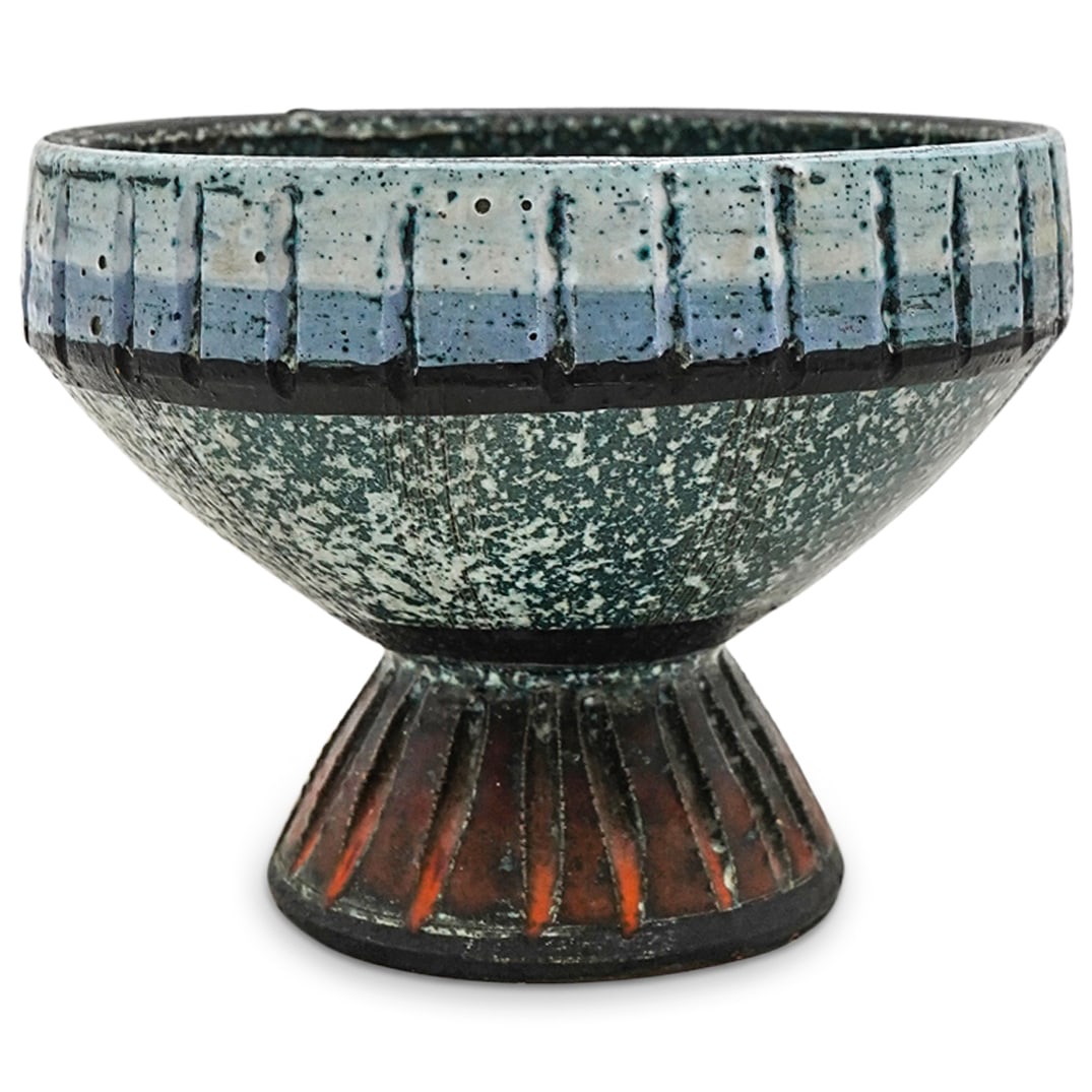 Italian Mid Century Ceramic Pedestal Bowl (1 of 6)