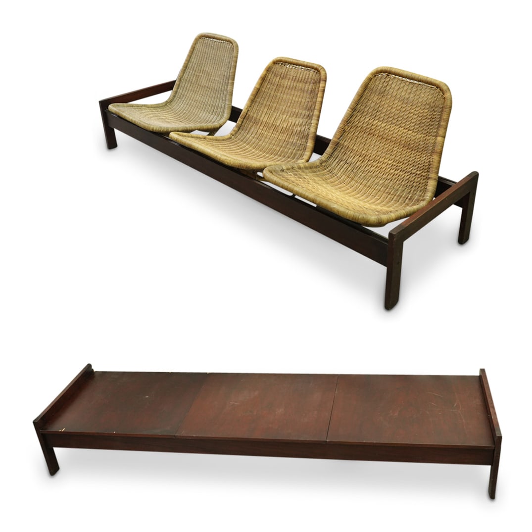 Soren Nielsen & Co. Denmark Modular Tandem Rattan Three-Seater & Coffee Table (1 of 16)