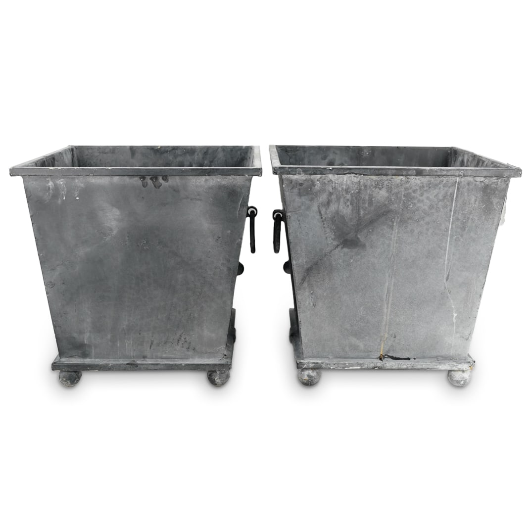 Pair of Footed Metal Planters (1 of 6)