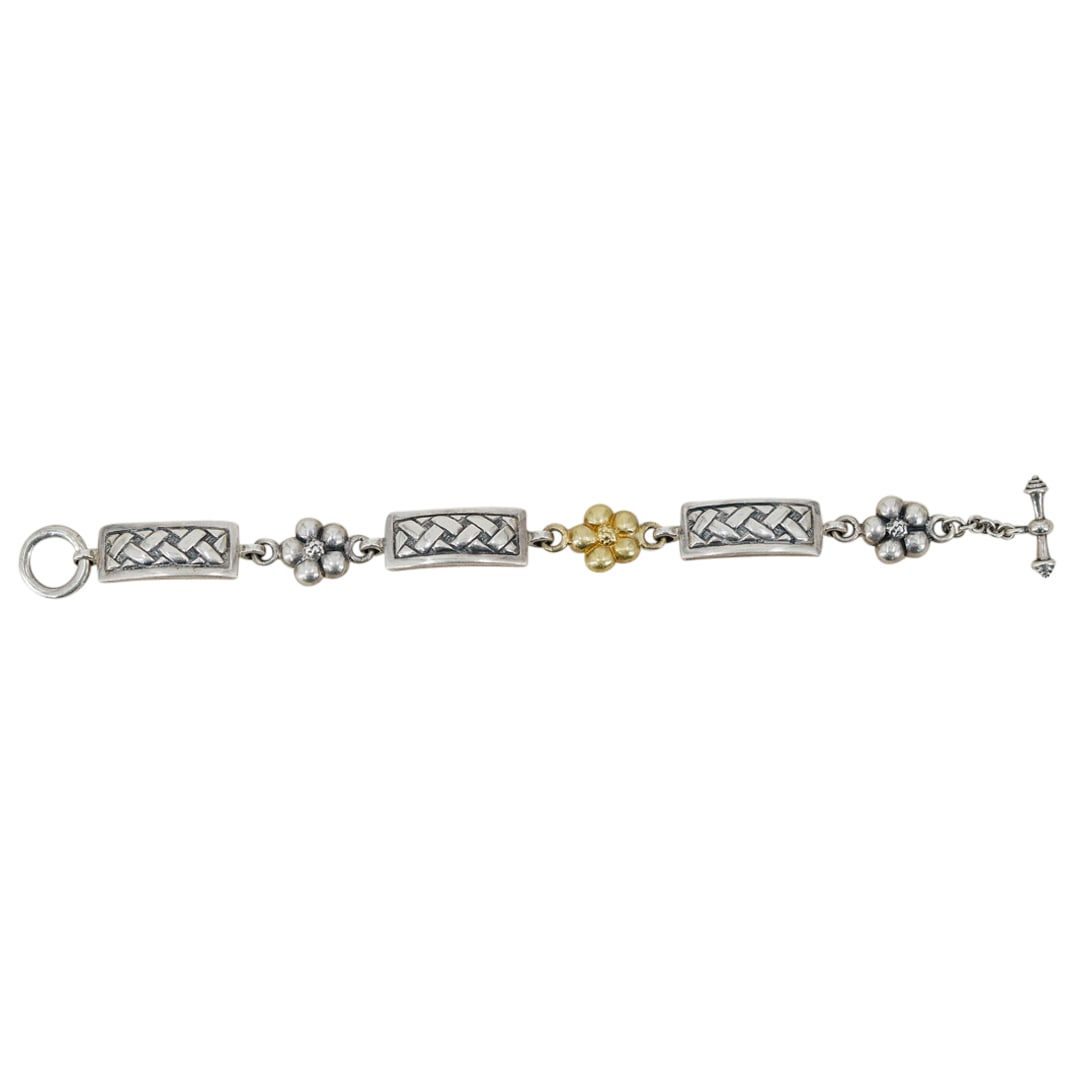 Sterling Silver & 18K Gold Saint Link Chain Bracelet (1 of 8)
