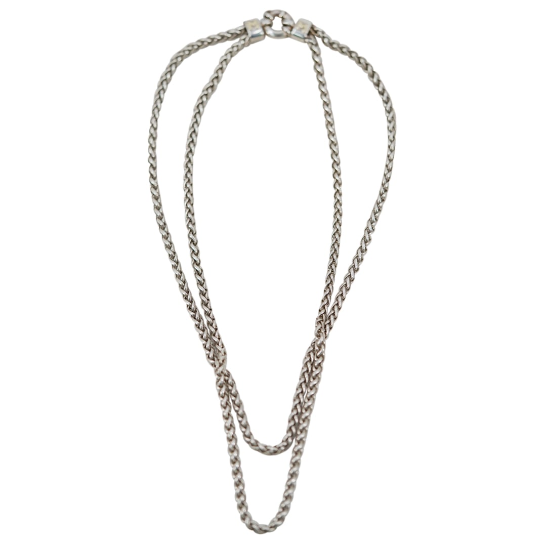 Flli Menegatti Sterling Silver & 18K Wheat Braided Double Chain Necklace (1 of 6)