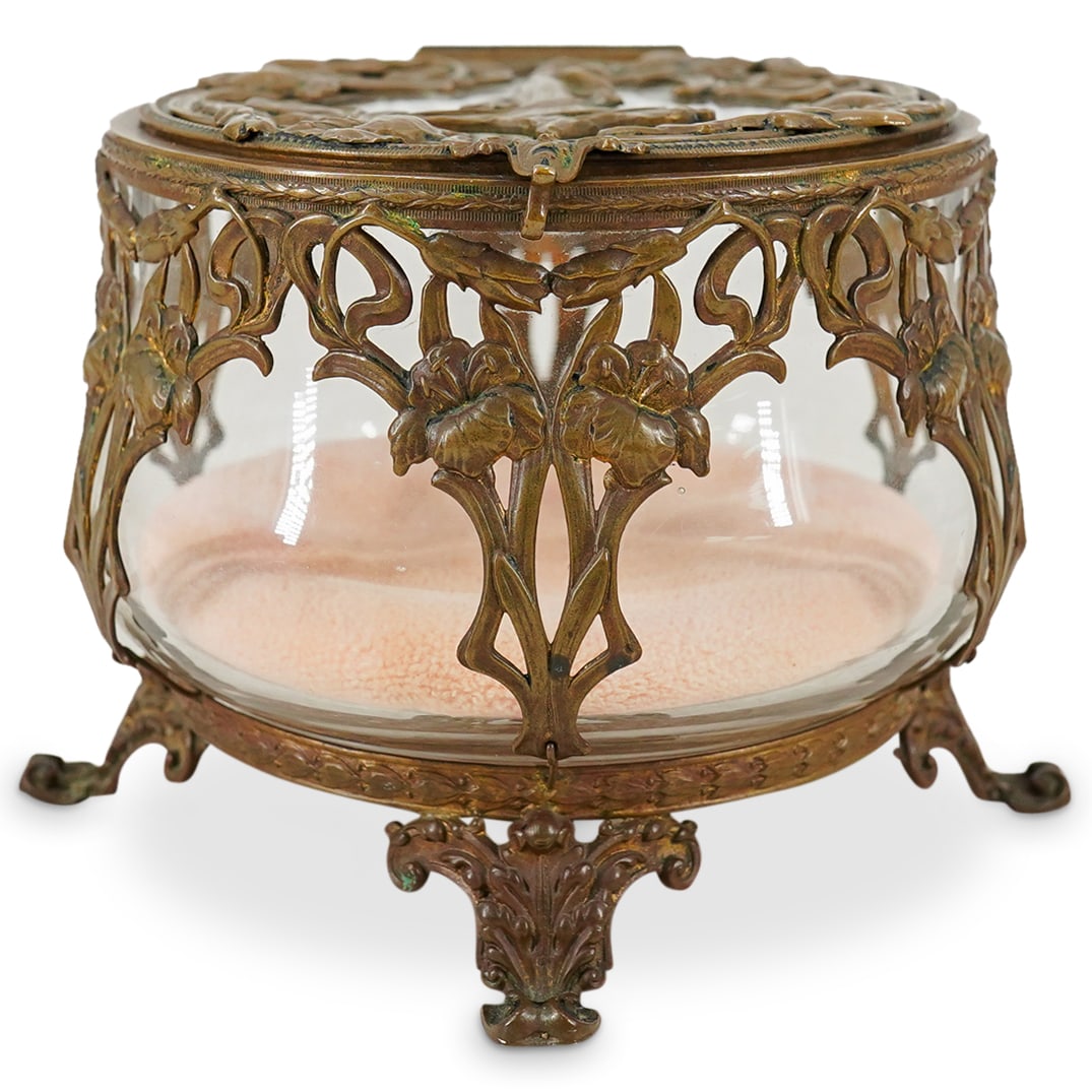 Lucien Marcel Bing (French, 1875) Art Nouveau Crystal & Ormolu Powder Jar (1 of 8)