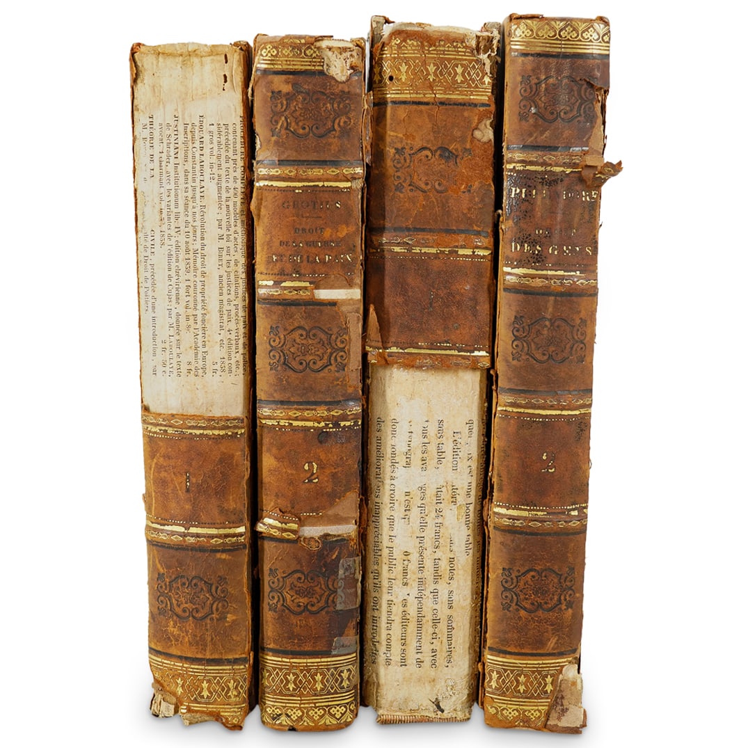 (4 Pc) 18th Cent. French Law Books By S. Pufendorf & J. Barbeyrac (1 of 13)