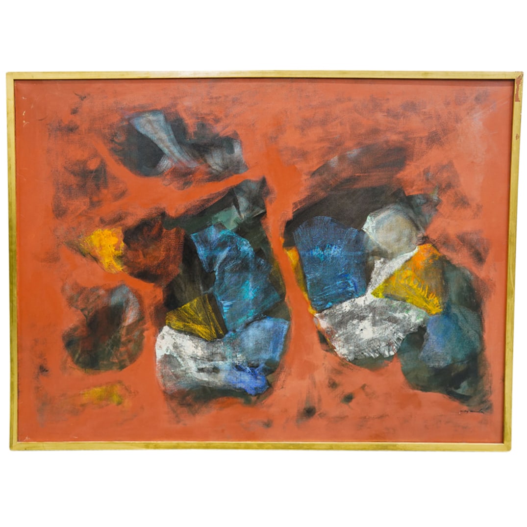 Willy Mucha (French, 1905-1995) Abstract Oil on Canvas Painting (1 of 10)