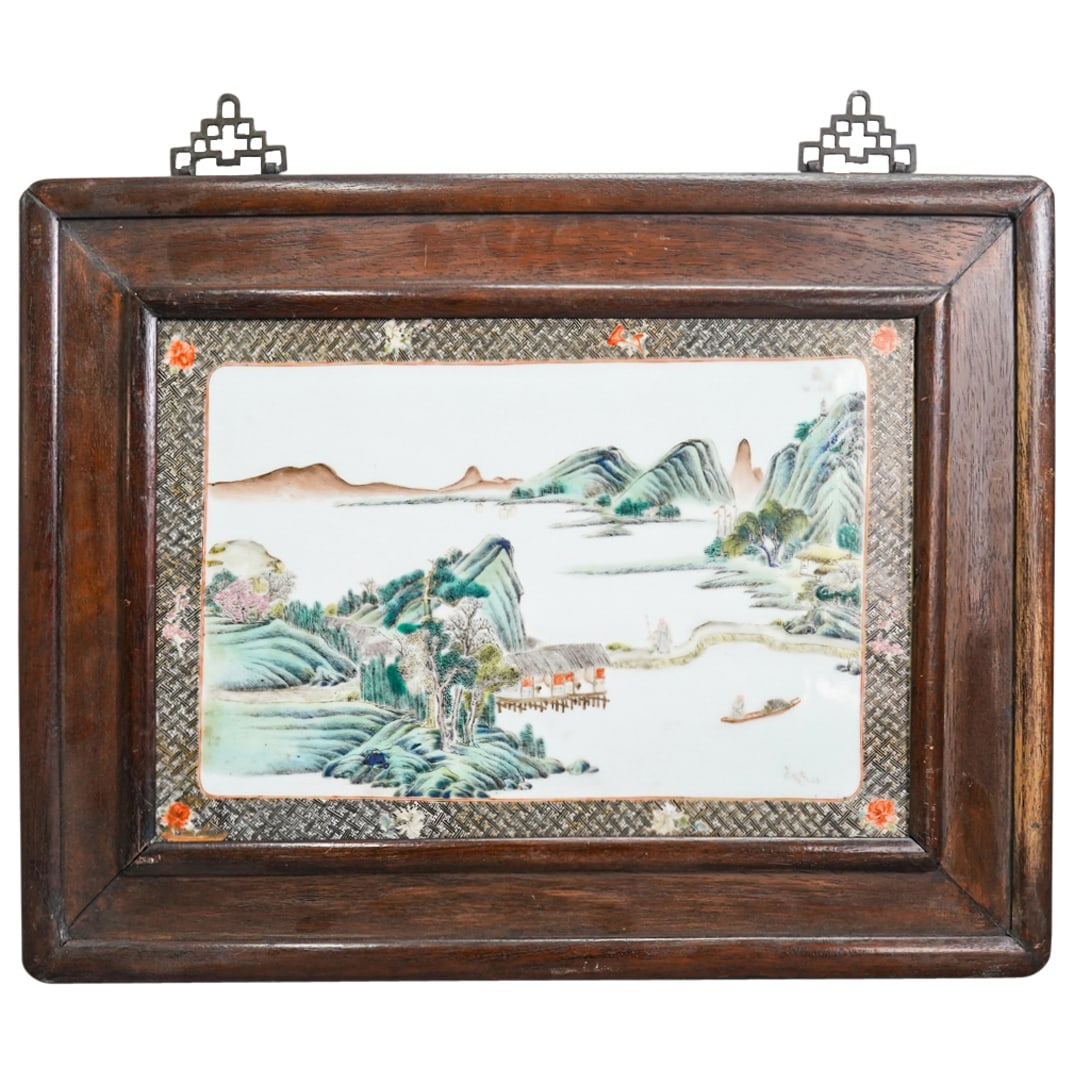 Antique Chinese Porcelain Famille Verte Landscape Plaque (1 of 7)