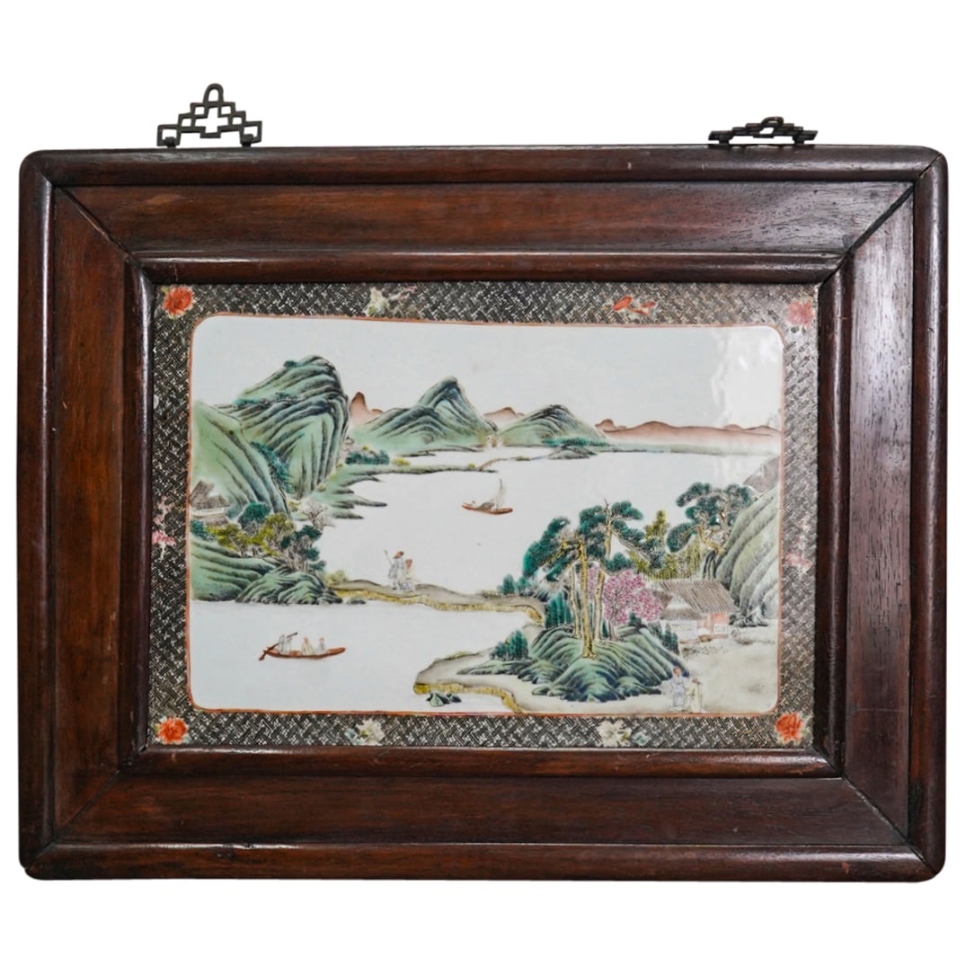 Antique Chinese Porcelain Famille Verte Landscape Plaque (1 of 6)