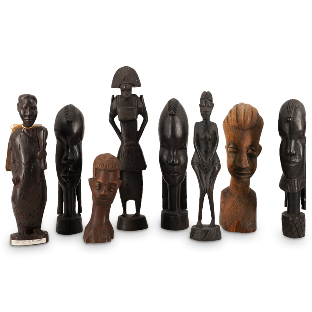 (8 Pc) Hand Carved African Wooden Statues (1 of 17)