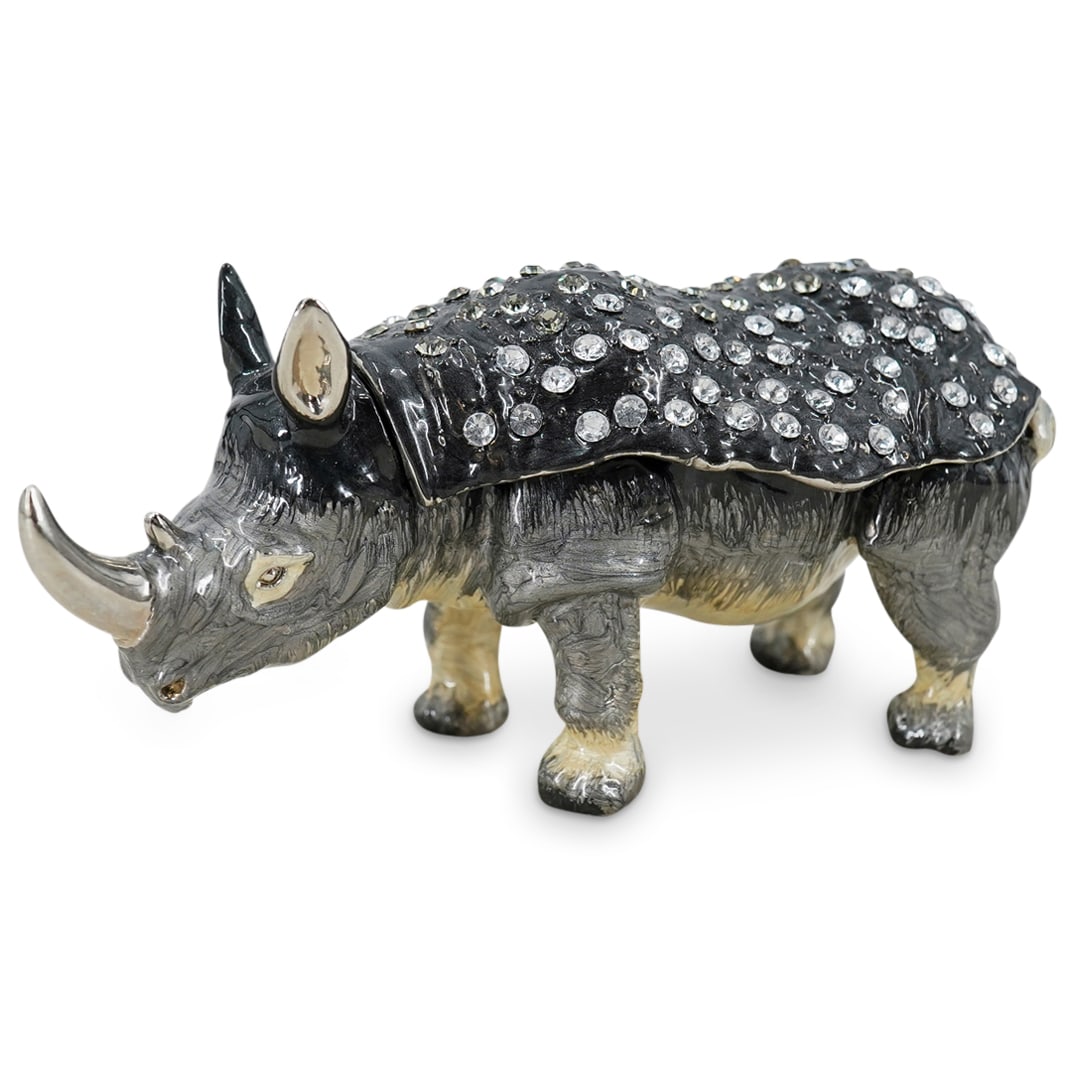 Jay Strongwater Style Rhinoceros Enameled Trinket Box (1 of 6)
