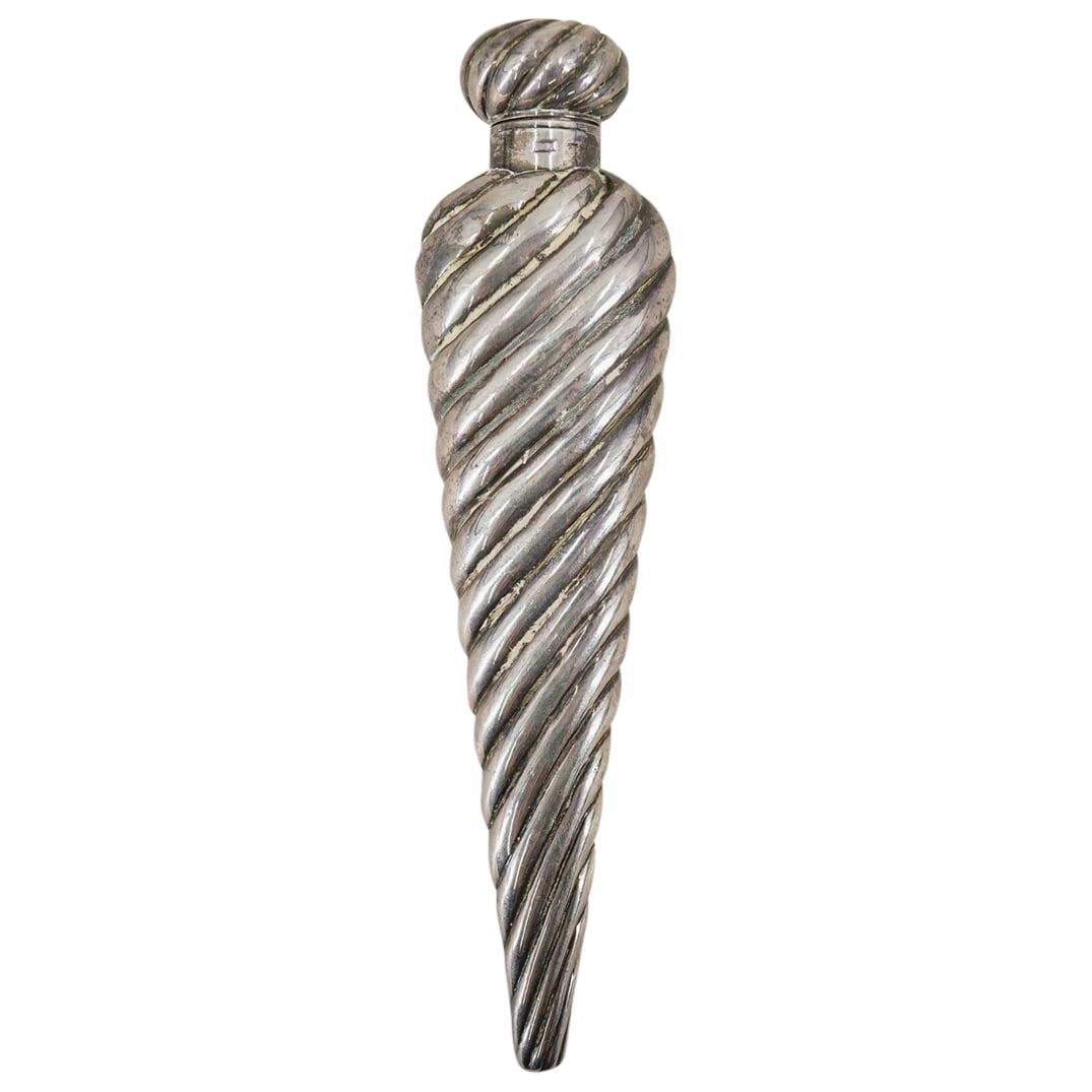 English Victorian Large Silver Hinged Tapering Scent Bottle (1 of 4)