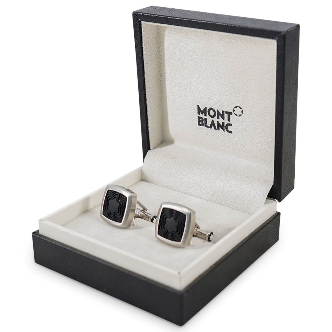 Pair of Mont Blanc Steel Cufflinks in Box (1 of 5)