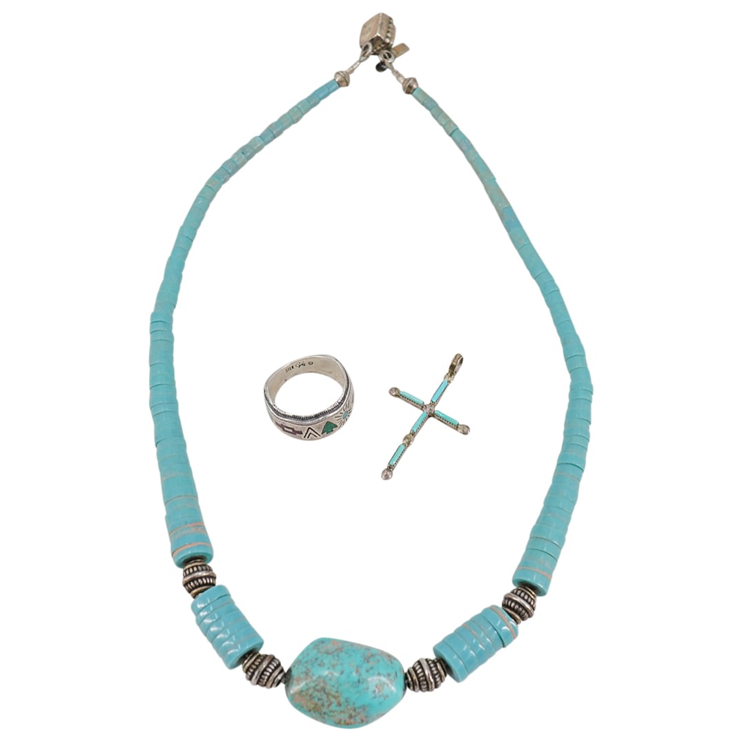 (3Pc) Sterling Silver Navajo & Mexican Jewelry Grouping (1 of 11)